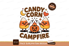 Candy corn characters roasting marshmallows at campfire Product Image 1
