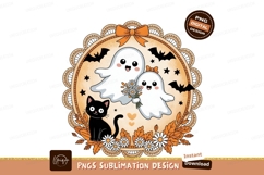 Cute ghosts black cat halloween bats flowers Product Image 1
