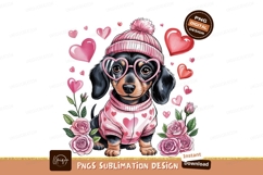 Valentines Dachshund Puppy Wearing Heart Glasses Product Image 1