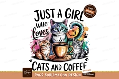 Cats And Coffee Sublimation Png Design Product Image 1