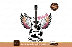 Black guitar wings Nashville music city image Product Image 1