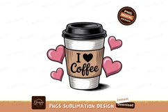 Coffee cup with hearts pink black Product Image 1