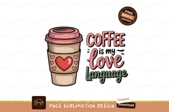 Pink coffee cup with hearts and text image Product Image 1