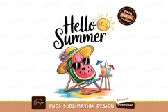 Watermelon relaxing on beach chair with drinks summer Product Image 1