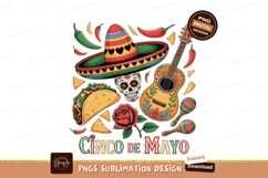Festive Mexican Fiesta Elements sombrero guitar Product Image 1
