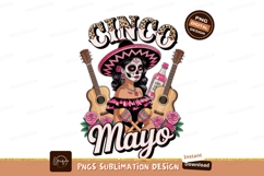 Festive woman sugar skull maracas guitars SUBLIMATION Product Image 1