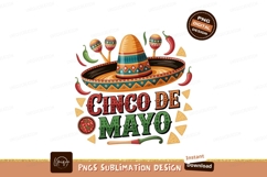 Festive sombrero with chili peppers and maracas cinco Product Image 1