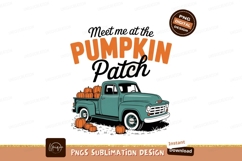 Teal truck full pumpkins SUBLIMATION vintage Product Image 1