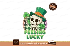 Skeleton Wearing Leprechaun Hat With Shamrocks clover Product Image 1