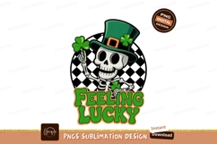 Skeleton wearing green hat holding shamrock lucky Product Image 1