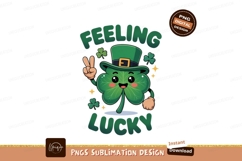 Cheerful Clover Wearing Hat Making Peace Sign green Product Image 1