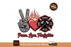Peace love firefighter leopard heart flames image Product Image 1