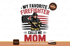 Firefighter mom holding axe helmet uniform Product Image 1