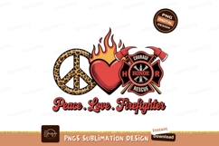 Peace Love Firefighter Heart Symbol flames Product Image 1