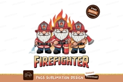 Three gnomes dressed as firefighters hose Product Image 1