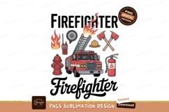 Firefighter truck ladder axes helmet extinguisher hydrant Product Image 1