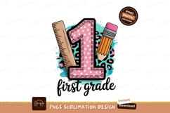 Pink polka dot number one with ruler pencil image Product Image 1