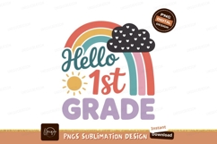 Hello first grade rainbow sun cloud image Product Image 1