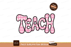 Pink Gingham Teach Sublimation Png Design Product Image 1