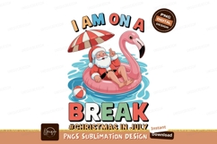 Santa relaxing on flamingo float umbrella beachball Product Image 1