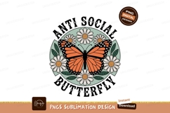 Orange butterfly surrounded by white daisies and green leave Product Image 1