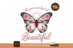 Pink floral butterfly inspirational quote flowers roses Product Image 1
