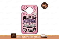 Pink door hanger with hearts and books purple reading Product Image 1