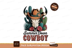 Cowboy skull hat cactus flowers SUBLIMATION Product Image 1