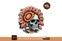 Skull sunflower mushroom pink yellow Product Image 1