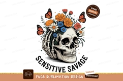 Skull flowers butterflies orange white blue image Product Image 1