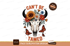 Skull flowers butterflies text orange Product Image 1