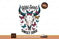 Bull skull butterflies hearts SUBLIMATION horns Product Image 1