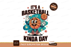 Cartoon basketball character playing sport orange Product Image 1