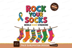 Colorful socks hanging on clothesline ribbon Product Image 1