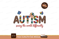 Autism puzzle hand leopard print text image Product Image 1