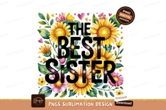 Best Sister Sunflower Floral Watercolor Design Product Image 1