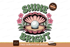 Pink shell pearl flowers green text image Product Image 1