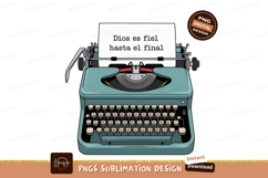 Vintage typewriter with religious message retro teal Product Image 1