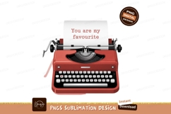 Red typewriter writing message paper Product Image 1