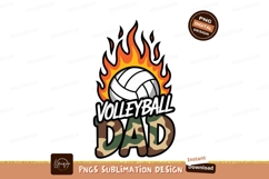 Fiery Volleyball Dad Camo Design S U B L I M A T I O N P N G Product Image 1
