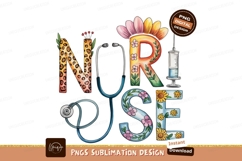 Floral Nurse Design Sublimation Png Artwork Product Image 1