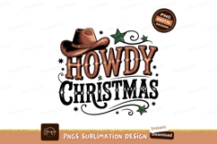 Howdy Christmas Cowboy Hat Sublimation Design Product Image 1