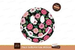 Floral Patterned Smiley Face Sublimation Png Product Image 1