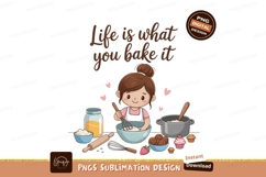 Baking girl with ingredients cooking kitchen Product Image 1
