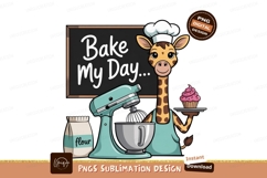 Giraffe chef baking cupcake SUBLIMATION Product Image 1