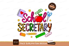 School secretary colorful lettering with supplies apple Product Image 1
