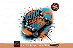Orange blue skateboard action art image Product Image 1