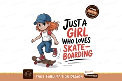 Redhead girl skateboarding in blue jeans image Product Image 1