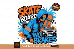 Skater holding skateboard with boombox urban street Product Image 1