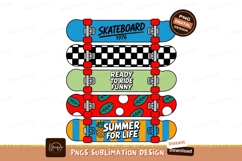 Colorful skateboards stacked with graphics illustrations Product Image 1